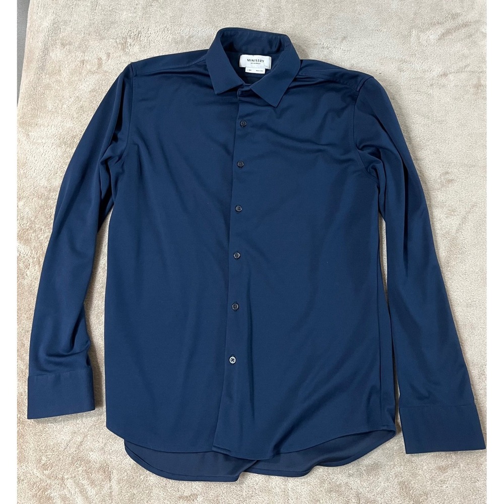 Ministry Of Supply Apollo Dress Shirt Men's L Navy Blue Slim Button-Up L/S EUC